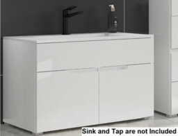Impact Furniture Vanity Sink Unit 800mm Countertop Wall Floor Mounted Bathroom Cabinet White Gloss Spice - thumbnail 8