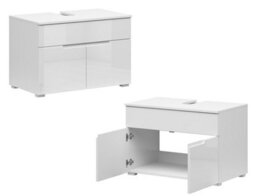 Impact Furniture Vanity Sink Unit 800mm Countertop Wall Floor Mounted Bathroom Cabinet White Gloss Spice - thumbnail 9