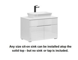 Impact Furniture Vanity Sink Unit 800mm Countertop Wall Floor Mounted Bathroom Cabinet White Gloss Spice - thumbnail 4