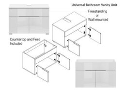 Impact Furniture Vanity Sink Unit 800mm Countertop Wall Floor Mounted Bathroom Cabinet White Gloss Spice - thumbnail 3