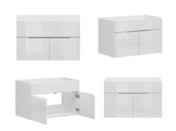 Impact Furniture Vanity Sink Unit 800mm Countertop Wall Floor Mounted Bathroom Cabinet White Gloss Spice - thumbnail 6