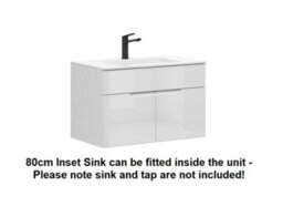 Impact Furniture Vanity Sink Unit 800mm Countertop Wall Floor Mounted Bathroom Cabinet White Gloss Spice - thumbnail 5