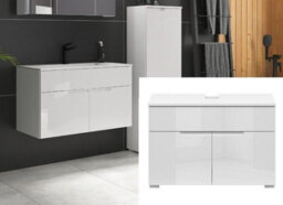Impact Furniture Vanity Sink Unit 800mm Countertop Wall Floor Mounted Bathroom Cabinet White Gloss Spice