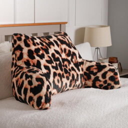 OHS Leopard Cushion Reading Pillow Plush Plump Padded Soft Arms Lumbar Chair Support - thumbnail 2
