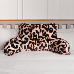 OHS Leopard Cushion Reading Pillow Plush Plump Padded Soft Arms Lumbar Chair Support - thumbnail 1