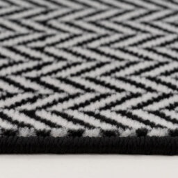 Loomed Black White Herringbone Cut To Measure Stair Carpet Runner 60Cm Wide - thumbnail 5