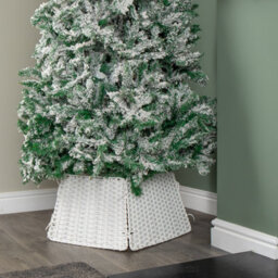 47Cm X 46Cm Samuel Alexander Foldable Faux Rattan Christmas Tree Skirt In White - thumbnail 4