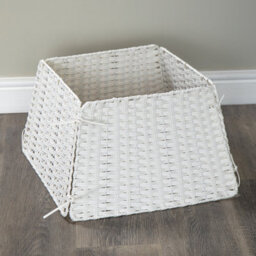 47Cm X 46Cm Samuel Alexander Foldable Faux Rattan Christmas Tree Skirt In White