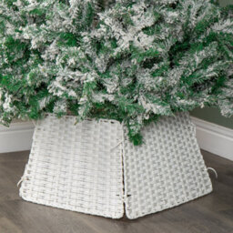 47Cm X 46Cm Samuel Alexander Foldable Faux Rattan Christmas Tree Skirt In White - thumbnail 2