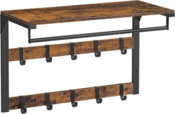 Songmics Vasagle Floating Shelf Coat Rack, 10 Hooks, Removable, Entryway Organizer, Bedroom & Bathroom Storage, Rustic Brown And Black - thumbnail 8