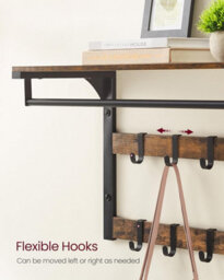 Songmics Vasagle Floating Shelf Coat Rack, 10 Hooks, Removable, Entryway Organizer, Bedroom & Bathroom Storage, Rustic Brown And Black - thumbnail 6