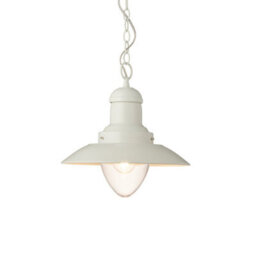 Luminosa Lighting Luminosa Polperro Single Pendant Ceiling Lamp, Gloss Cream, Glass