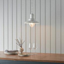 Luminosa Lighting Luminosa Polperro Single Pendant Ceiling Lamp, Gloss Cream, Glass - thumbnail 3