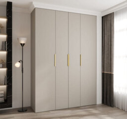 Arte Elegant Cashmere Como Iv Hinged Door Wardrobe H2460mm W1700mm D500mm, Four Doors, Sixteen Shelves, Two Hanging Rails, Gold Handles - thumbnail 2