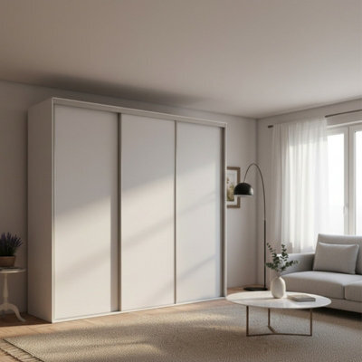 Grande 277 Modern Sliding Door Wardrobe White Large Storage Unit Without Mirror - image 1