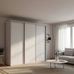 Grande 277 Modern Sliding Door Wardrobe White Large Storage Unit Without Mirror - thumbnail 1