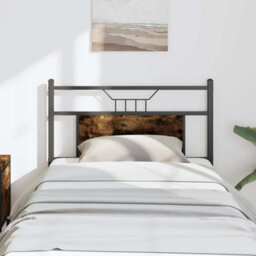 Berkfield Headboard Smoked Oak 80 Cm Engineered Wood And Steel - thumbnail 1