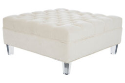 Orsina Sand Fabric Footstool,velvet Upholstered Footrest With Acrylic Legs,classic Style Pedestal Stool For Lounge - thumbnail 4
