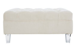 Orsina Sand Fabric Footstool,velvet Upholstered Footrest With Acrylic Legs,classic Style Pedestal Stool For Lounge