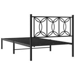 Berkfield Metal Bed Frame Without Mattress With Headboard Black 100X200Cm - thumbnail 6