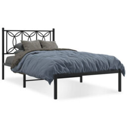 Berkfield Metal Bed Frame Without Mattress With Headboard Black 100X200Cm - thumbnail 2