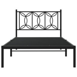 Berkfield Metal Bed Frame Without Mattress With Headboard Black 100X200Cm - thumbnail 4