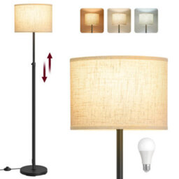 LEDREM Floor Lamp For Living Room, Adjustable Height 140-170 Cm, Modern Standing Lamp With Foot Switch, Fabric Lampshade,ink Black - thumbnail 2
