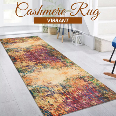 Ameha Vibrant Cashmere Rug Hallway Area Runner 60X220 Cm Geometric Pattern Non Slip Indoor/outdoor Rugs - image 1