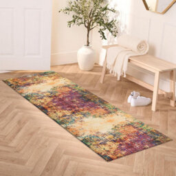 Ameha Vibrant Cashmere Rug Hallway Area Runner 60X220 Cm Geometric Pattern Non Slip Indoor/outdoor Rugs - thumbnail 2