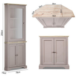 Statement Furniture Florence Corner Display Cabinet, Glass Door Truffle Dresser - thumbnail 5