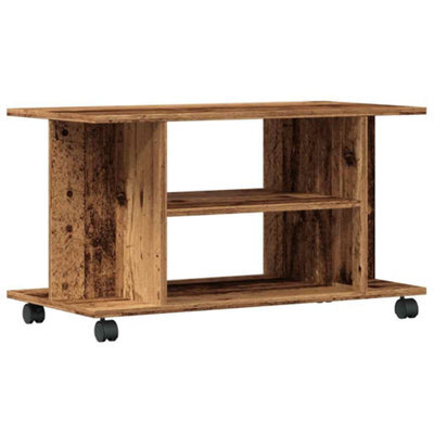 Berkfield Durable Tv Cabinet With Castors Old Wood 80X40X45 Cm Engineered Wood - image 1