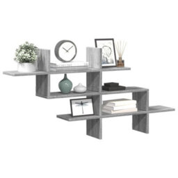 Berkfield Wall Shelf Grey Sonoma 124.5X18X60.5 Cm Engineered Wood - thumbnail 1
