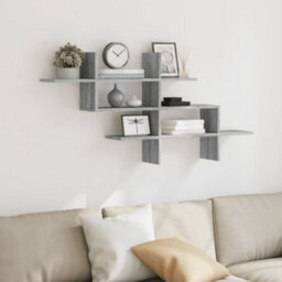 Berkfield Wall Shelf Grey Sonoma 124.5X18X60.5 Cm Engineered Wood - thumbnail 3