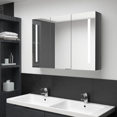 Berkfield Led Bathroom Mirror Cabinet 89X14X62 Cm Shining Grey - image 1