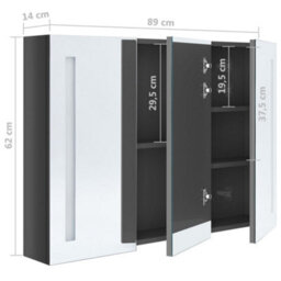 Berkfield Led Bathroom Mirror Cabinet 89X14X62 Cm Shining Grey - thumbnail 8