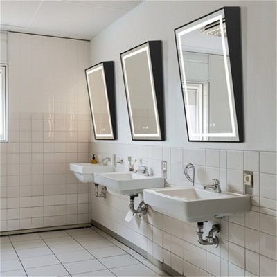 Luvodi Led Bathroom Mirror Lighted Tilting Fogless Wall Mirror Restroom Old Barber Shop, 60X90 Cm - image 1