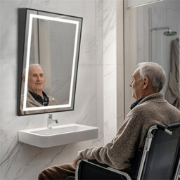 Luvodi Led Bathroom Mirror Lighted Tilting Fogless Wall Mirror Restroom Old Barber Shop, 60X90 Cm - thumbnail 3