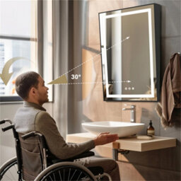 Luvodi Led Bathroom Mirror Lighted Tilting Fogless Wall Mirror Restroom Old Barber Shop, 60X90 Cm - thumbnail 5