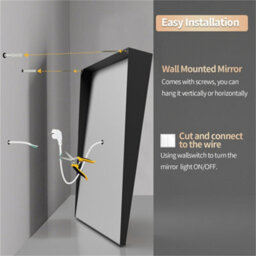 Luvodi Led Bathroom Mirror Lighted Tilting Fogless Wall Mirror Restroom Old Barber Shop, 60X90 Cm - thumbnail 7