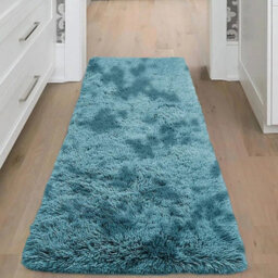 Ameha Tye Dye Teal Area Rugs,large Hallway Runner Shaggy Rug Non Slip 80X300Cm, Modern Super Soft Floor Carpet Bedside Rug For Kids Room - thumbnail 2