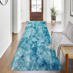 Ameha Tye Dye Teal Area Rugs,large Hallway Runner Shaggy Rug Non Slip 80X300Cm, Modern Super Soft Floor Carpet Bedside Rug For Kids Room - thumbnail 7