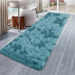 Ameha Tye Dye Teal Area Rugs,large Hallway Runner Shaggy Rug Non Slip 80X300Cm, Modern Super Soft Floor Carpet Bedside Rug For Kids Room - thumbnail 4