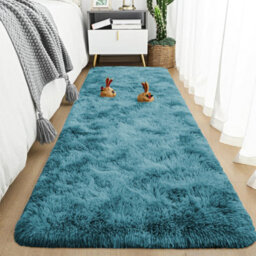 Ameha Tye Dye Teal Area Rugs,large Hallway Runner Shaggy Rug Non Slip 80X300Cm, Modern Super Soft Floor Carpet Bedside Rug For Kids Room - thumbnail 8
