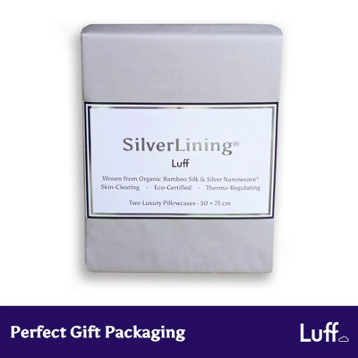 Xample Luff Silverlining 1000 Thread Count 100% Organic Bamboo Pillowcase Pair, Light Grey Hypoallergenic Cooling Moisture Wicking - image 1