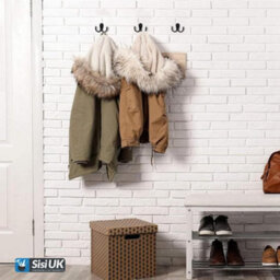 Sisi UK Black Double Prong Robe Hooks Pack Of 4 Wall Mounted Coat Hat Towel Door Hangers Metal Matte Finish 50mm X 78mm - thumbnail 5