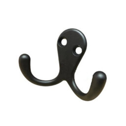 Sisi UK Black Double Prong Robe Hooks Pack Of 4 Wall Mounted Coat Hat Towel Door Hangers Metal Matte Finish 50mm X 78mm - thumbnail 9