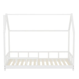 Living And Home White Toddler Bed With House Frame Pine Wood - thumbnail 5