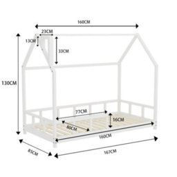 Living And Home White Toddler Bed With House Frame Pine Wood - thumbnail 6