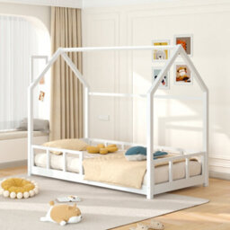 Living And Home White Toddler Bed With House Frame Pine Wood