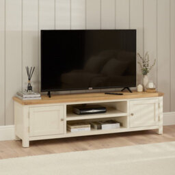 The Furniture Market Marbury Cream Painted Extra Large Widescreen Tv Unit Stand Up To 80 Tv Size - thumbnail 2